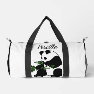 Giant Panda Eats Bamboo Name Duffle Bag