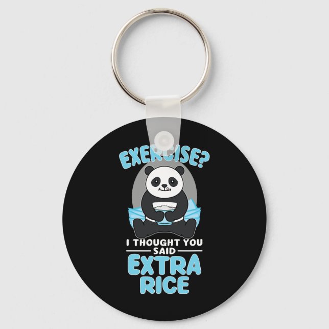 Giant Panda Funny Gym Workout Sayings Food Fitness Keychain (Front)