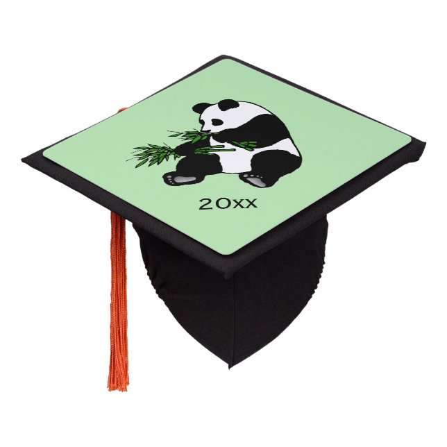 Giant Panda Graduation Green Graduation Cap Topper (Angled)