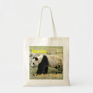 Giant panda  halloween trick or treat tote bag