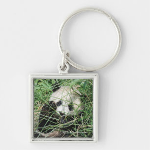 Giant Panda Hiding In Grass Keychain