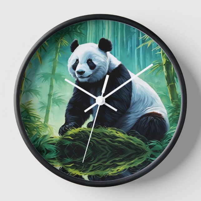 Giant Panda in Bamboo Forest Clock (Front)
