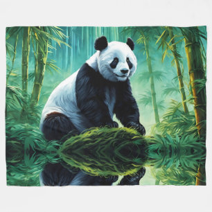 Giant Panda in Bamboo Forest Fleece Blanket