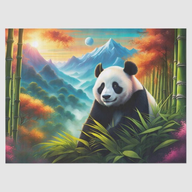 Giant Panda in Bamboo Forest on Mountain Tissue Paper (Front)
