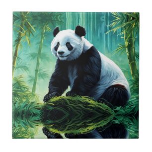 Giant Panda in Bamboo Forest Tile