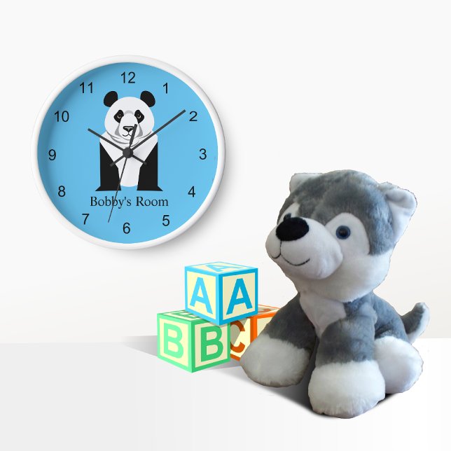 Giant Panda Kids Wall Decor Round Clock (Panda Kids Clock)