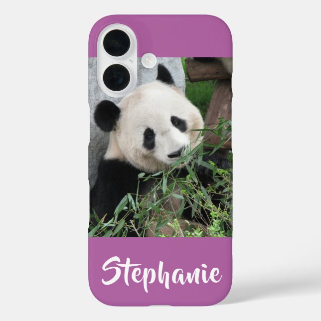 Giant Panda, Orchid, Purple, Name Case-Mate iPhone Case (Back)