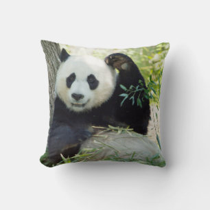 Giant Panda Resting Against Tree Throw Pillow