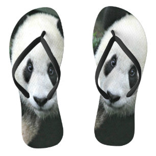 Giant Panda Strolling Through Green Grass Flip Flops