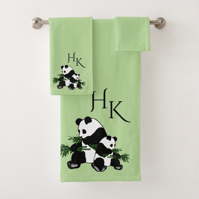 Giant Pandas Monogram Bath Towel Set (Insitu)
