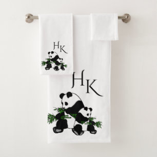 Giant Pandas Monogram Bath Towel Set