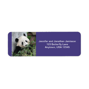 Giant Pandas Return Address Labels, Purple