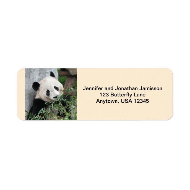 Giant Pandas Return Address Labels, Tan (Front)