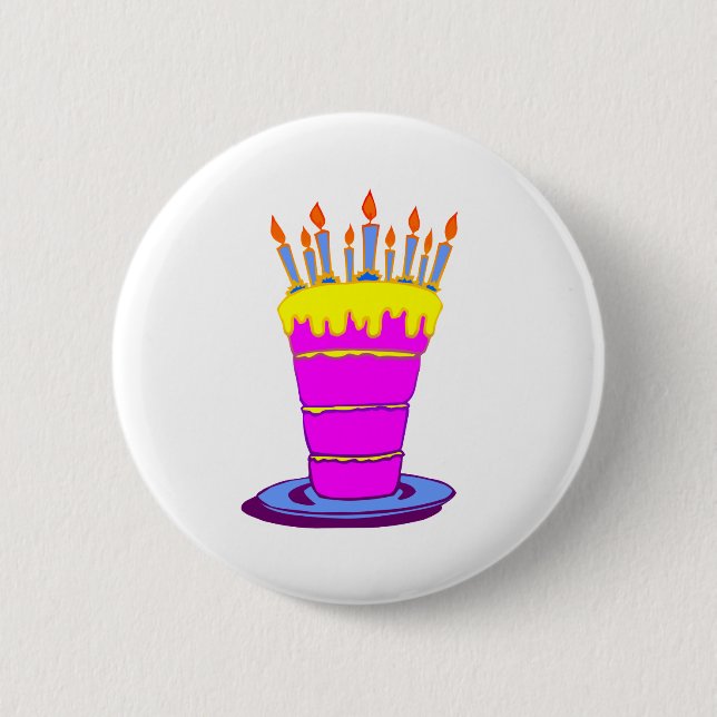 Giant Pink Birthday Cake 2 Inch Round Button (Front)