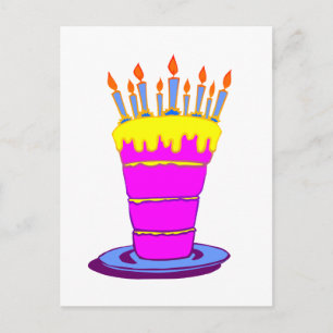 Giant Pink Birthday Cake Postcard