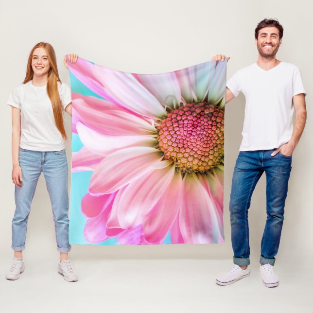 Giant Pink Daisy Fleece Blanket (In Situ)