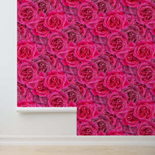 Giant Pink Roses Elegant Romantic Pretty Seamless Wallpaper