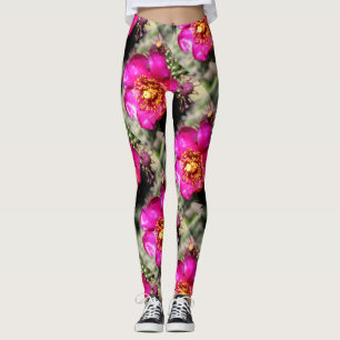 giant prickly pear blossoms pink leggings