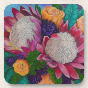 Giant Proteas and Orange Roses Coaster