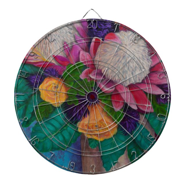 Giant Proteas and Orange Roses Dartboard (Front)