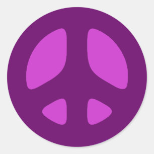 Giant Purple Peace Sign Classic Round Sticker