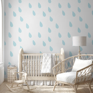 Giant Raindrops Pattern Aqua Blue Pastel Colour Wallpaper