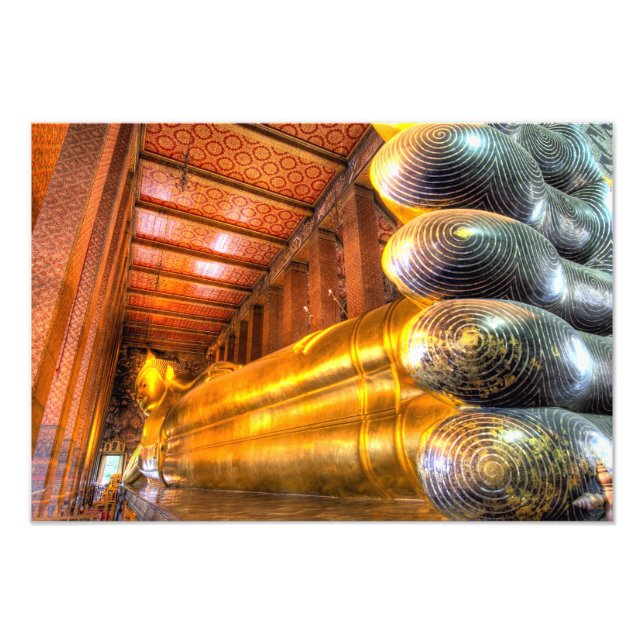 Giant reclining Buddha inside temple, Wat Pho, Photo Print (Front)