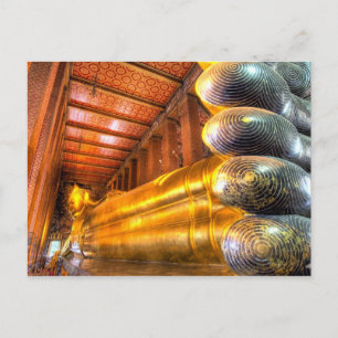 Giant reclining Buddha inside temple, Wat Pho, Postcard
