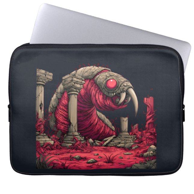 Giant Red Alien Worm Monster Laptop Sleeve (Front)