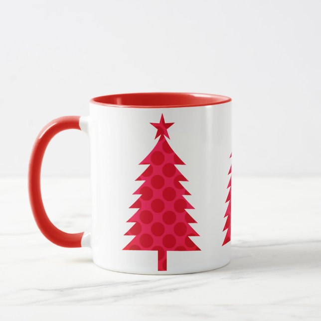 Giant Red Polka Dots Christmas Tree Mug (Left)