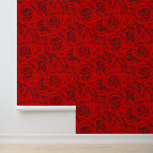   Giant Red Roses Elegant Romantic Pretty Seamless Wallpaper