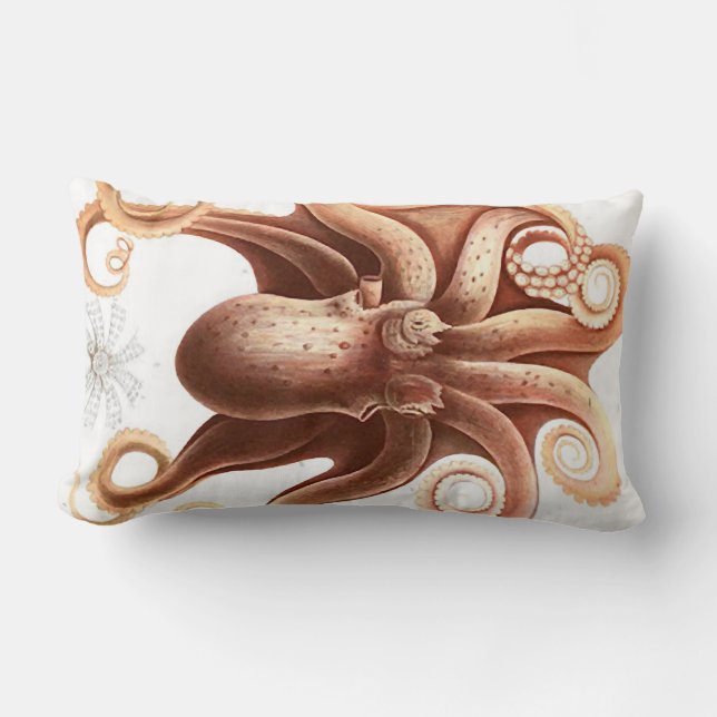 Giant Red Squid/Octopus Nautical Themed Lumbar Plw Lumbar Pillow (Front)