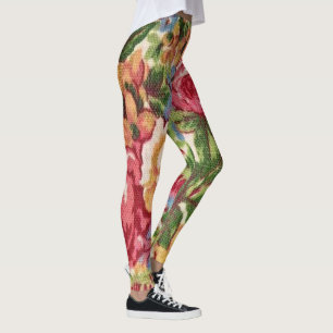 "Giant Rose Vintage Print" Yoga Pant Leggings