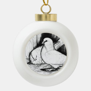 Giant Runt Pigeons Ceramic Ball Christmas Ornament