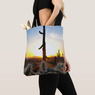 Giant Saguaro Cactus At Sunset In Sonoran Desert Tote Bag