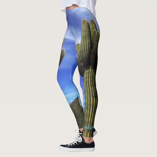 Giant Saguaro Cactus, Personalized Name Leggings (Left)