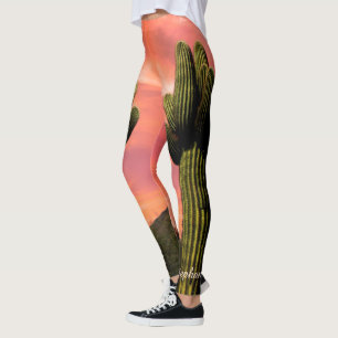 Giant Saguaro Cactus, Personalized Name Leggings
