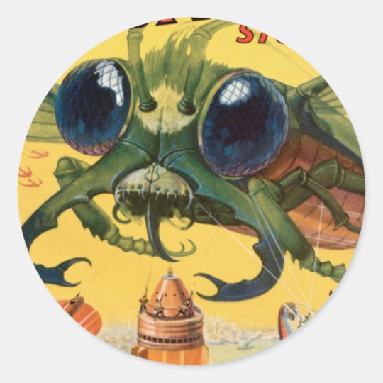 Giant Scary Fly Classic Round Sticker