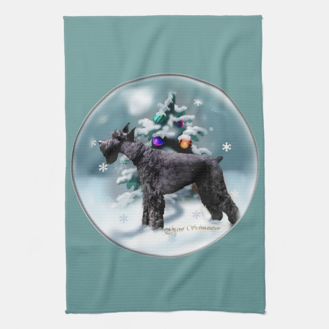 Giant Schnauzer Christmas Kitchen Towel (Vertical)