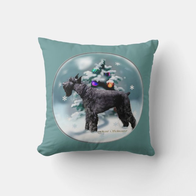 Giant Schnauzer Christmas Throw Pillow (Front)