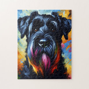 Giant Schnauzer Dog Acrylic Print   Colourful Jigsaw Puzzle