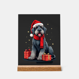 Giant Schnauzer Dog Christmas Parties Holiday Sant Acrylic Sign