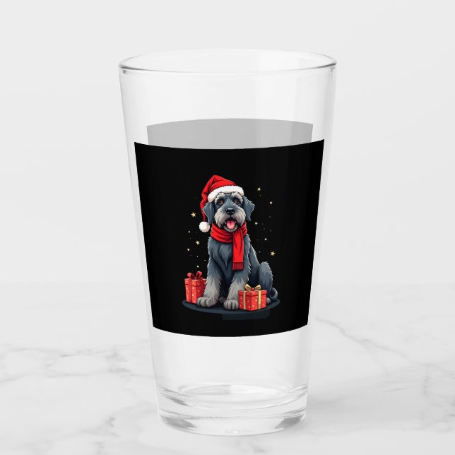 Giant Schnauzer Dog Christmas Parties Holiday Sant Glass (Front)