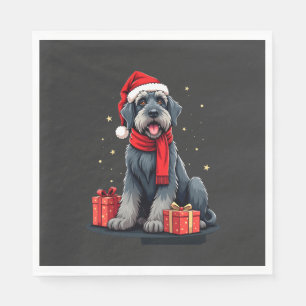 Giant Schnauzer Dog Christmas Parties Holiday Sant Napkin