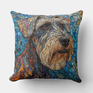 Giant Schnauzer Dog Colourful Mosaic Artwork Throw Pillow