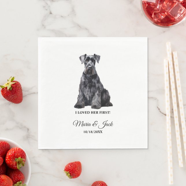 Giant Schnauzer Dog I Loved Her First Wedding Napkin (Insitu)