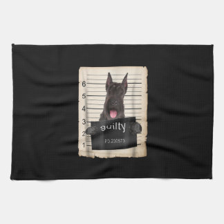 giant schnauzer dog mug shot kitchen towel