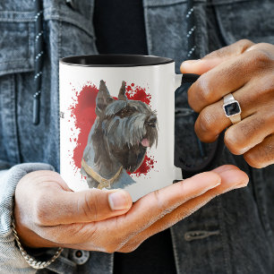 Giant Schnauzer Dog Red Abstract Background Mug
