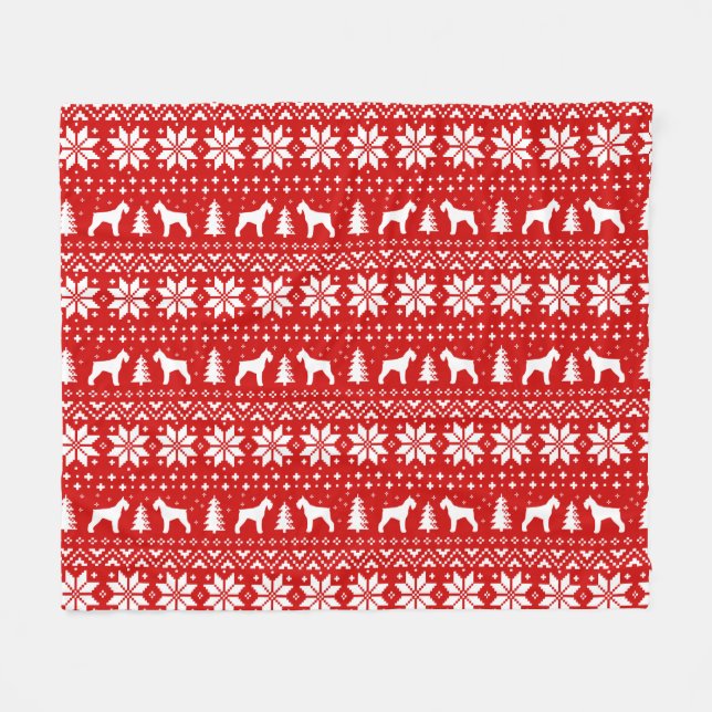 Giant Schnauzer Dog Silhouettes Christmas Holiday Fleece Blanket (Front (Horizontal))