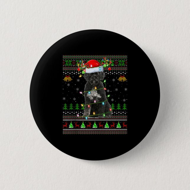 Giant Schnauzer Dog Ugly Christmas Sweaters Holida 2 Inch Round Button (Front)